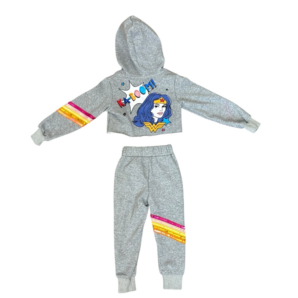 Lola + The Boys Wonder Woman NWT Matching Set Sweatsuit Sequin‎ Girl Power 2T